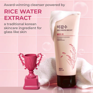 The Face Shop Rice Water Bright Foaming Face Wash 100ml | Face Wash for Glowing Skin | Cleanser for Uneven Skin Tone | Korean Skin Care, For Oily skin